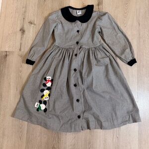 Vintage 90s Austin & Ashley Black & White Houndstooth Dress with Panda Appliqués